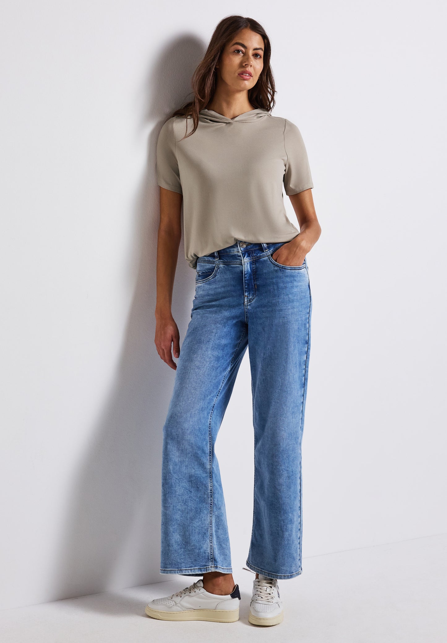 Street One T-Shirt mit Kapuze - Farbe: morning beige