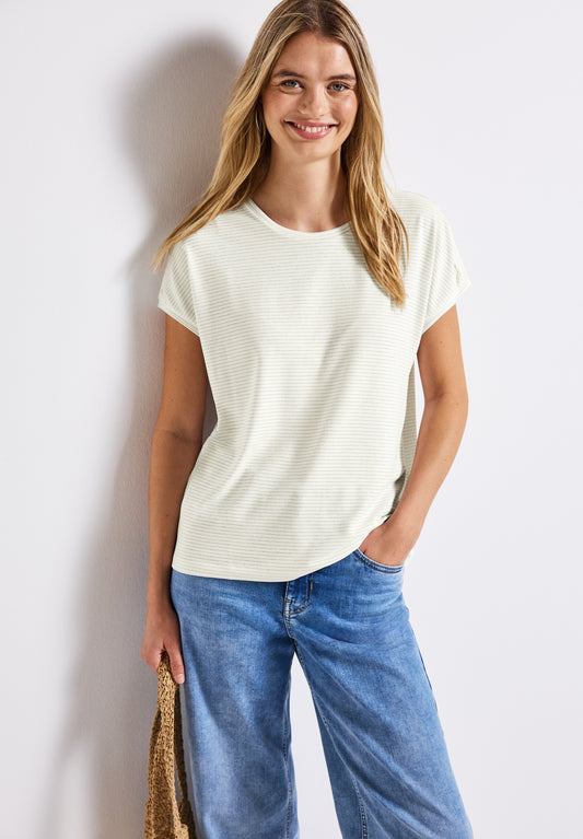 Street One Shirt mit Glitzerstreifen - Farbe: off white