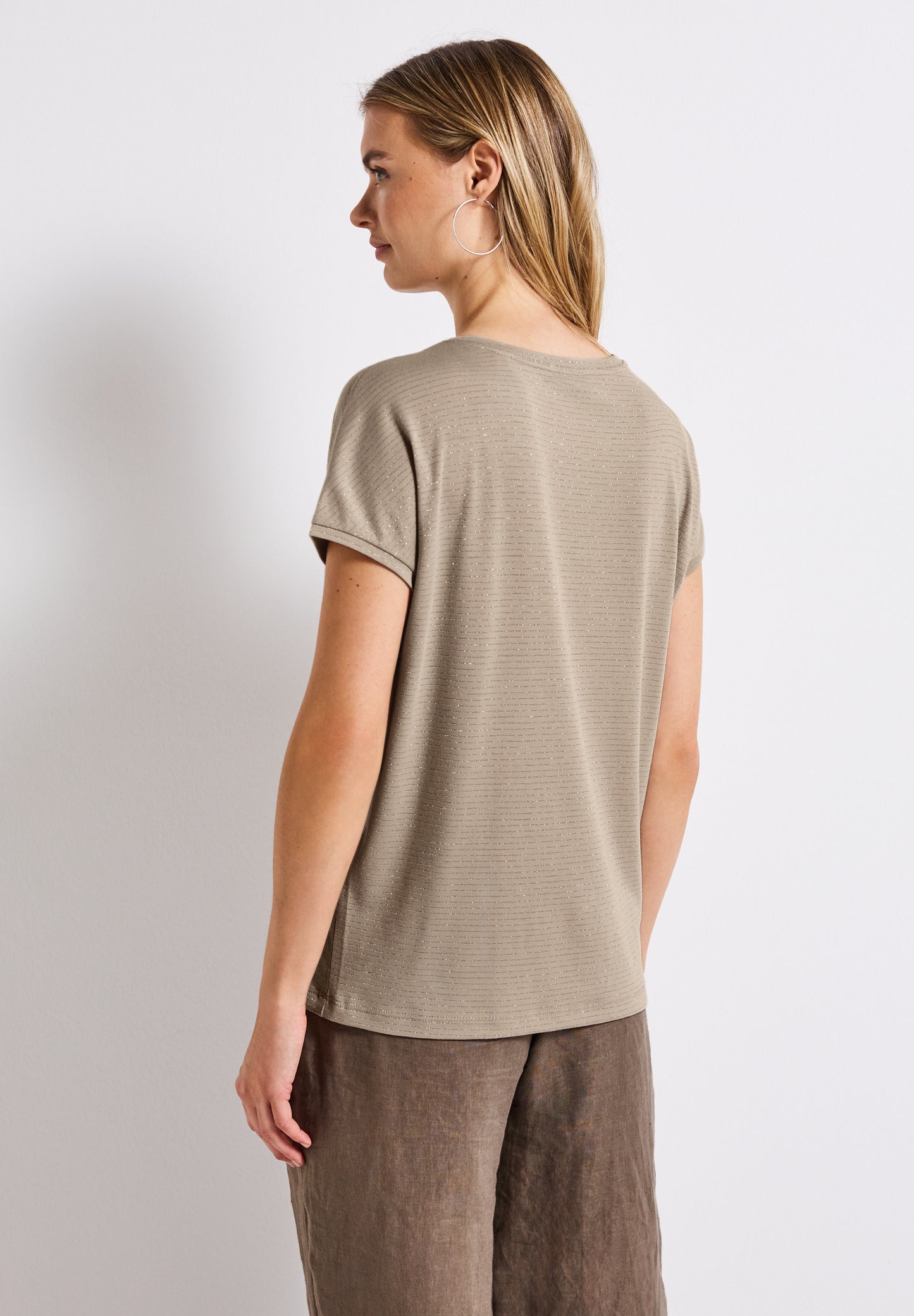 Street One Shirt mit Glitzerstreifen - Farbe: morning beige