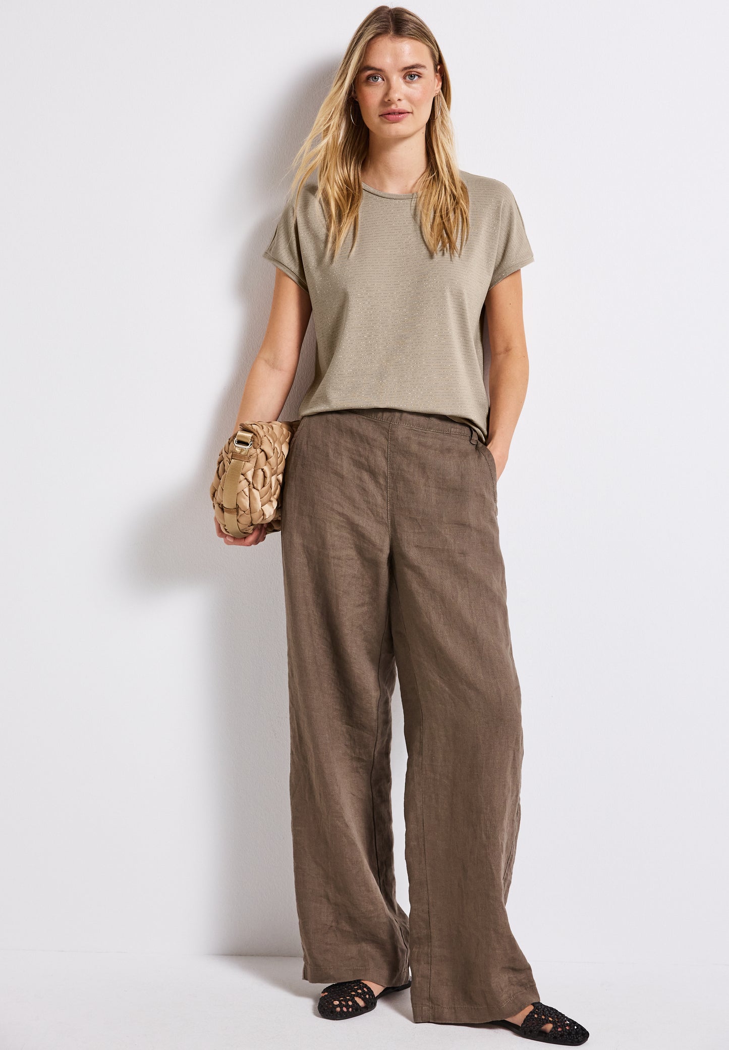 Street One Shirt mit Glitzerstreifen - Farbe: morning beige