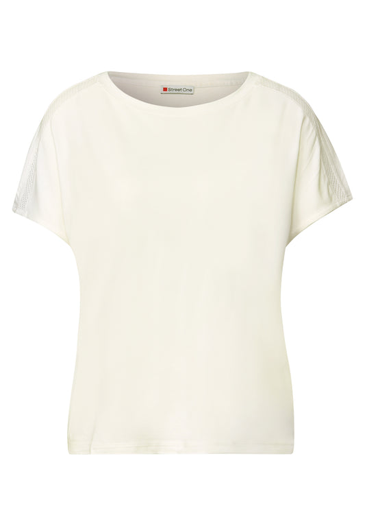 Street One Jersey-Shirt mit Mesh-Detail - Farbe: off white