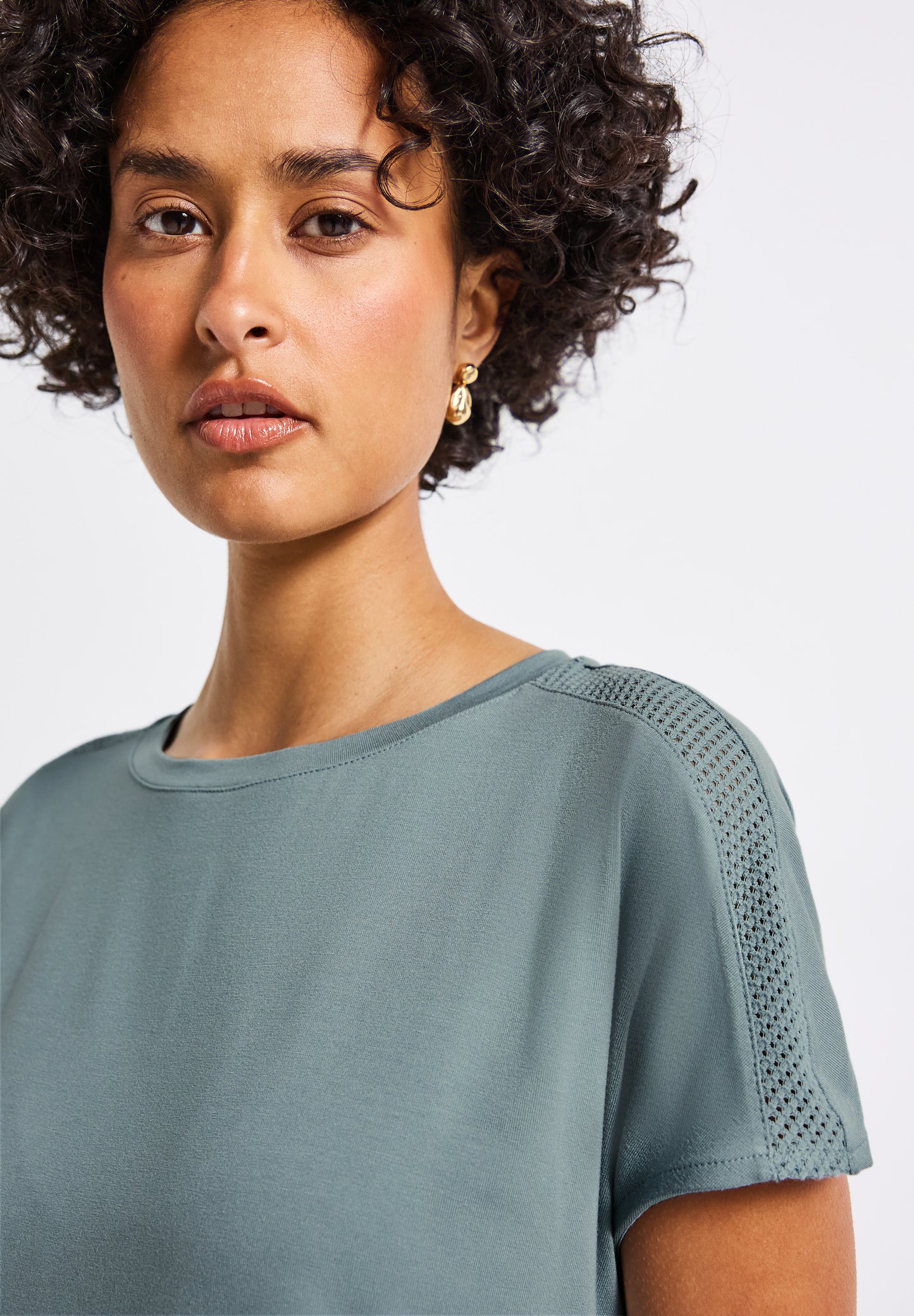 Street One Jersey-Shirt mit Mesh-Detail - Farbe: arona blue