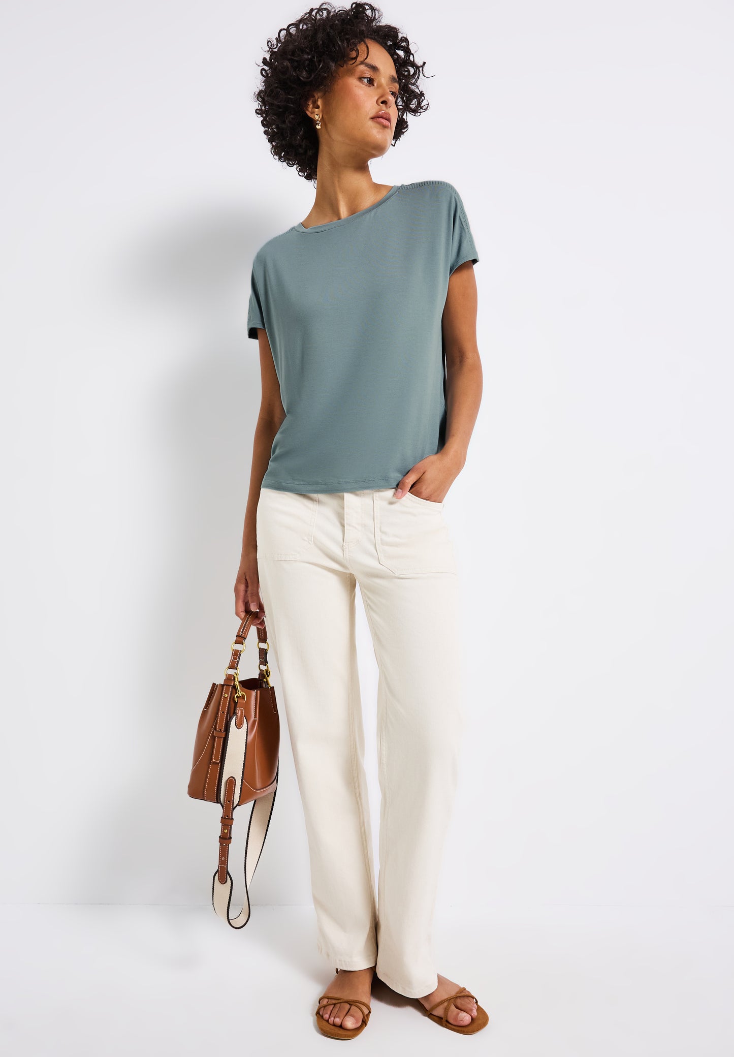 Street One Jersey-Shirt mit Mesh-Detail - Farbe: arona blue