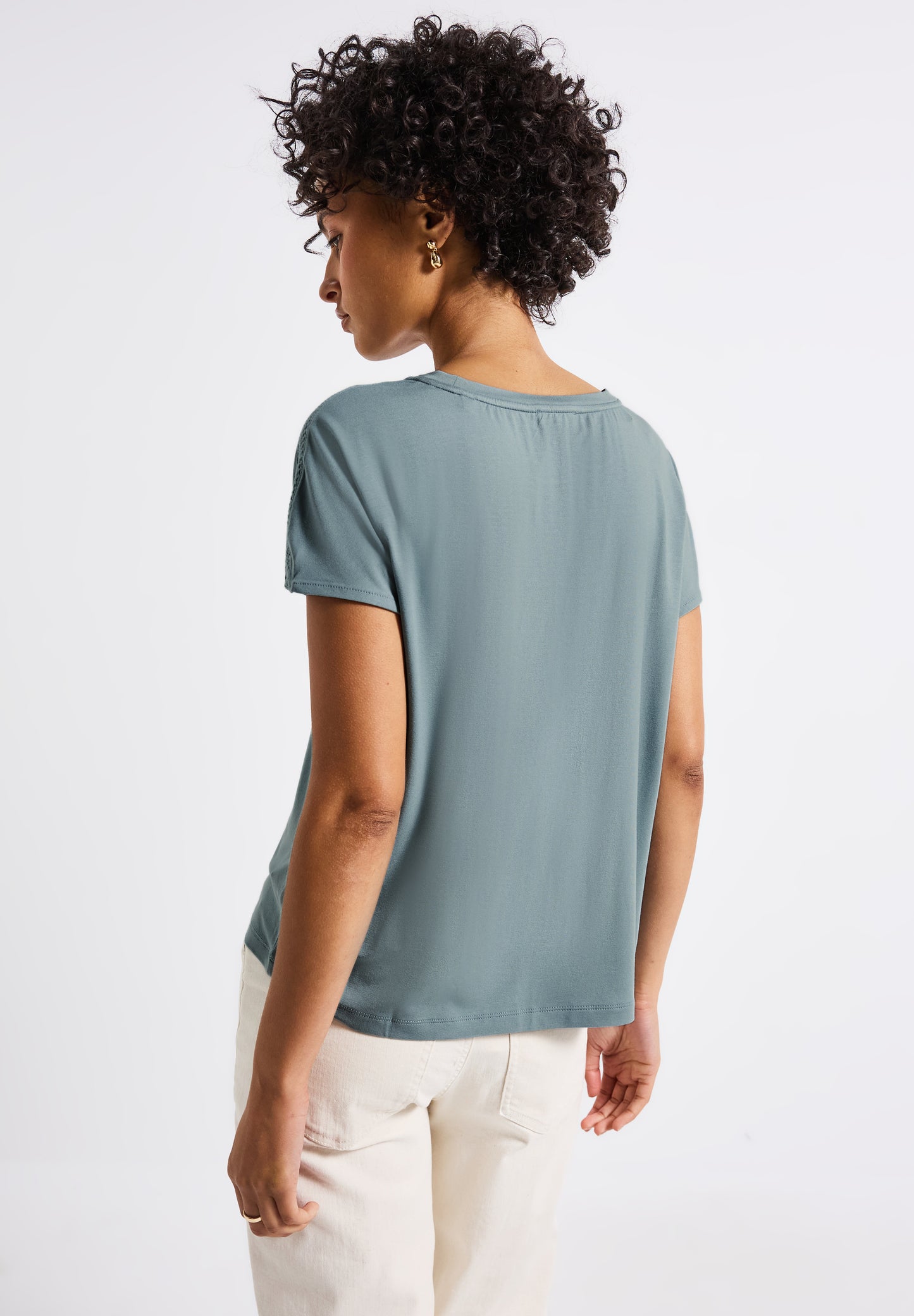 Street One Jersey-Shirt mit Mesh-Detail - Farbe: arona blue