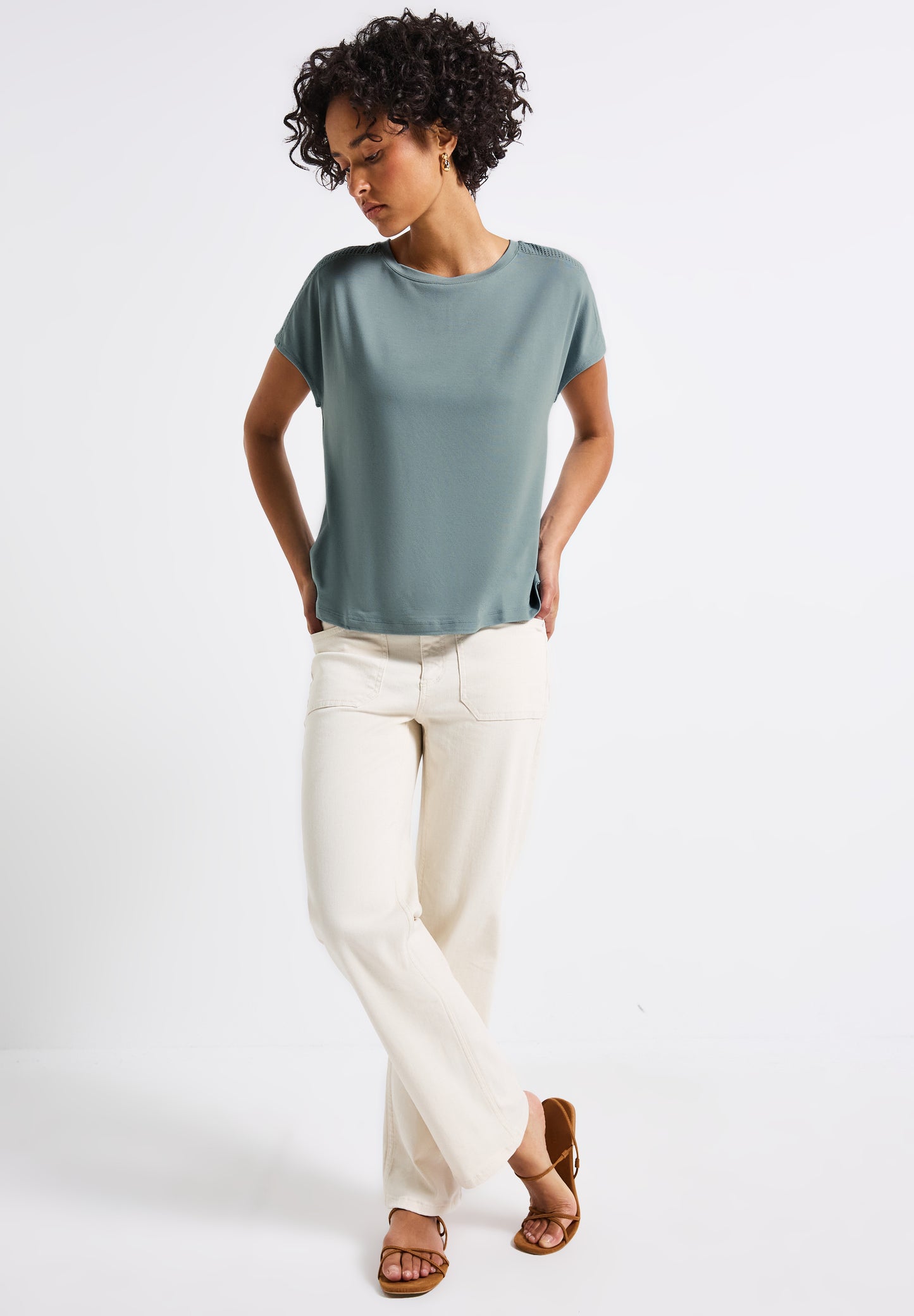 Street One Jersey-Shirt mit Mesh-Detail - Farbe: arona blue