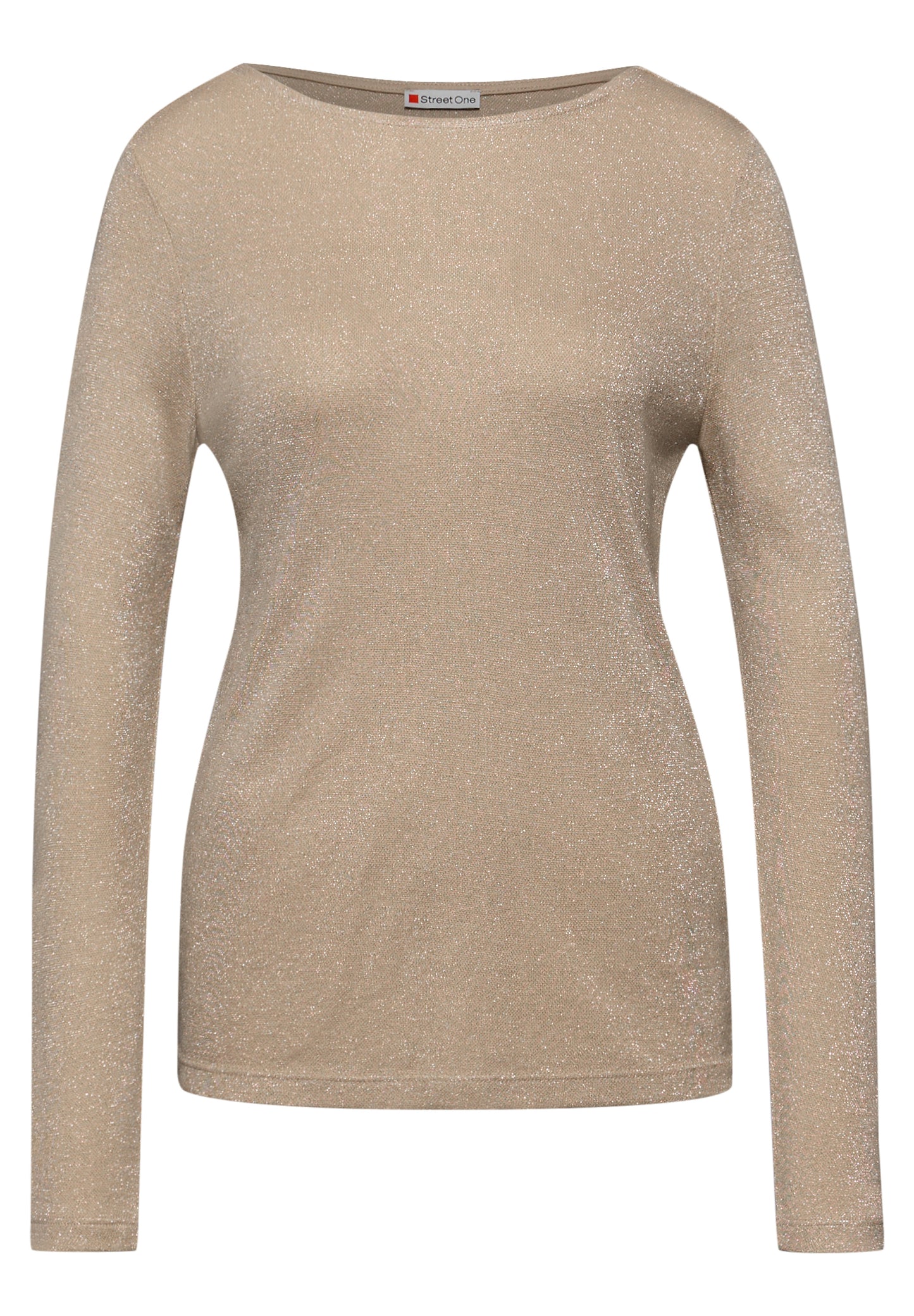 Street One Glitzerndes Langarmshirt - Farbe: sanded beige (323838)