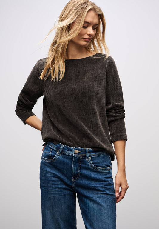 Street One Shirt mit U-Boot-Ausschnitt - Farbe: deep roast brown (323839)