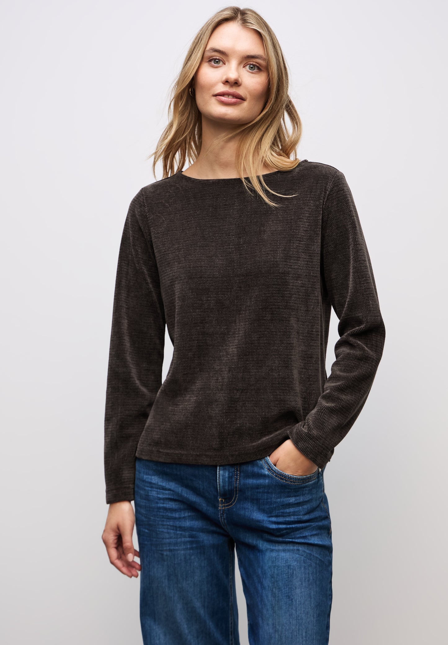 Street One Shirt mit U-Boot-Ausschnitt - Farbe: deep roast brown (323839)