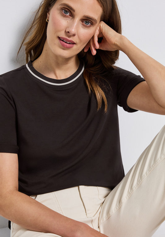 Street One Shirt mit Rippdetail - Farbe: deep roast brown