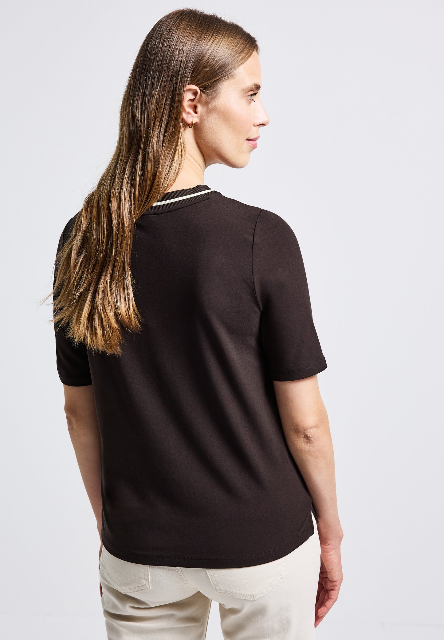 Street One Shirt mit Rippdetail - Farbe: deep roast brown