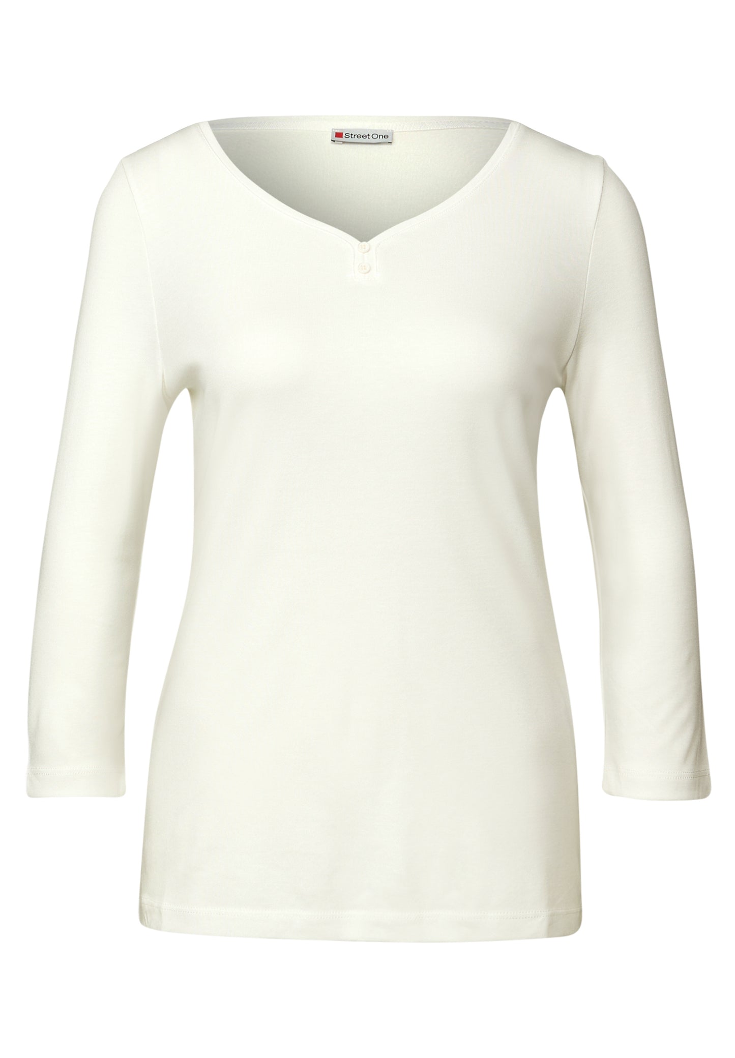 Street One Basic Shirt mit Knopfdetail - Farbe: off white