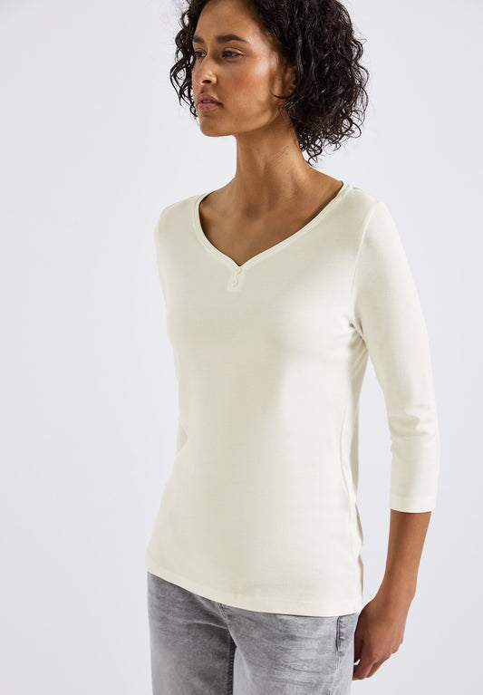 Street One Basic Shirt mit Knopfdetail - Farbe: off white