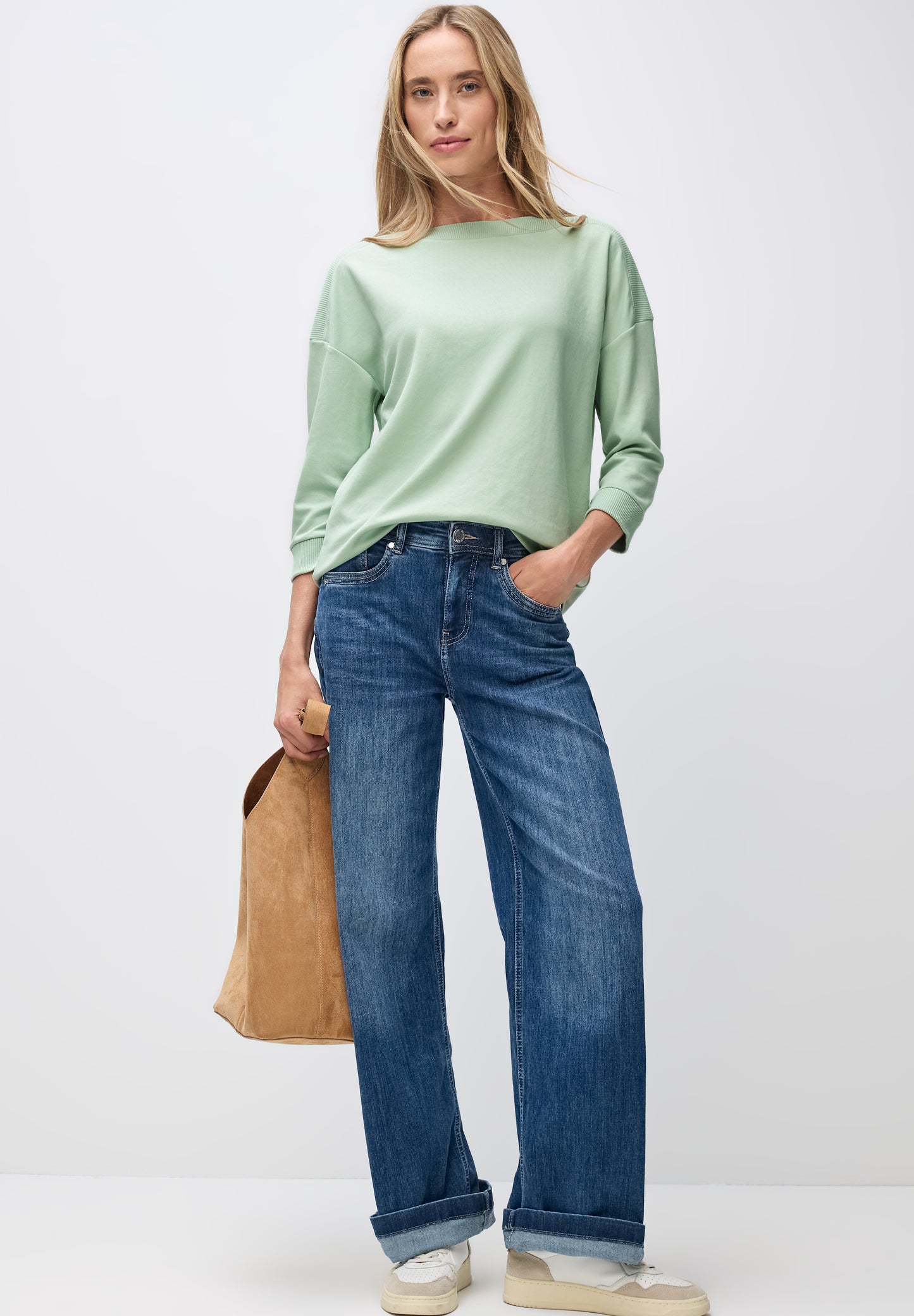 Street One Shirt mit U-Boot-Ausschnitt - Farbe: serene green