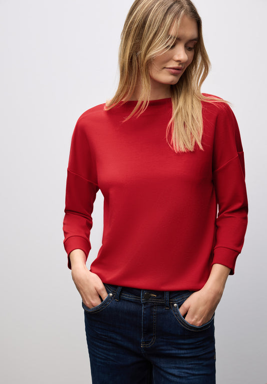 Street One Shirt mit U-Boot-Ausschnitt - Farbe: racing red