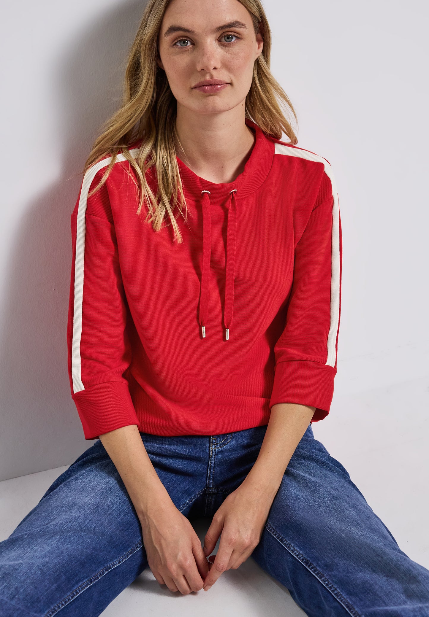 Street One Ottoman Shirt mit Tape - Farbe: racing red
