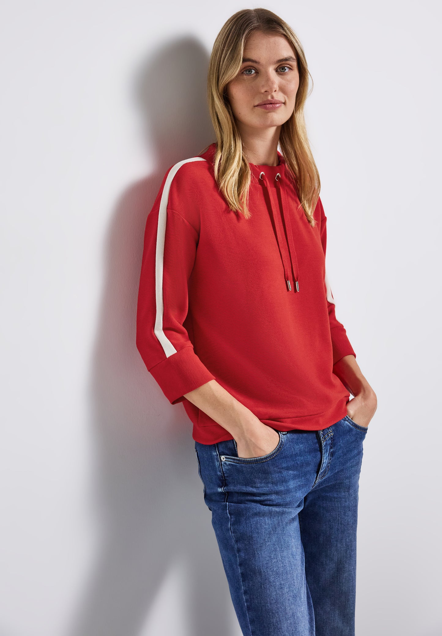 Street One Ottoman Shirt mit Tape - Farbe: racing red