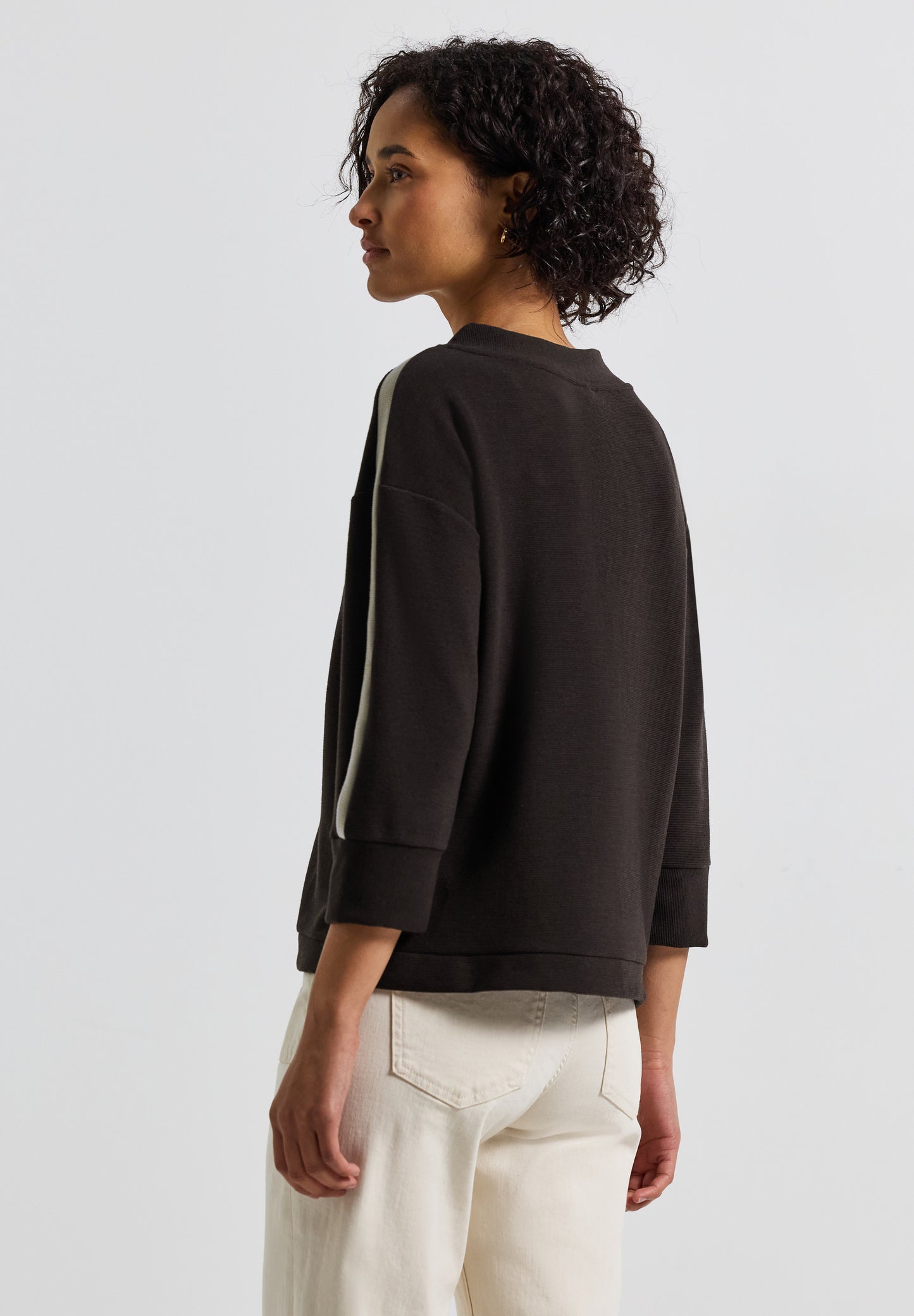 Street One Ottoman Shirt mit Tape - Farbe: deep roast brown