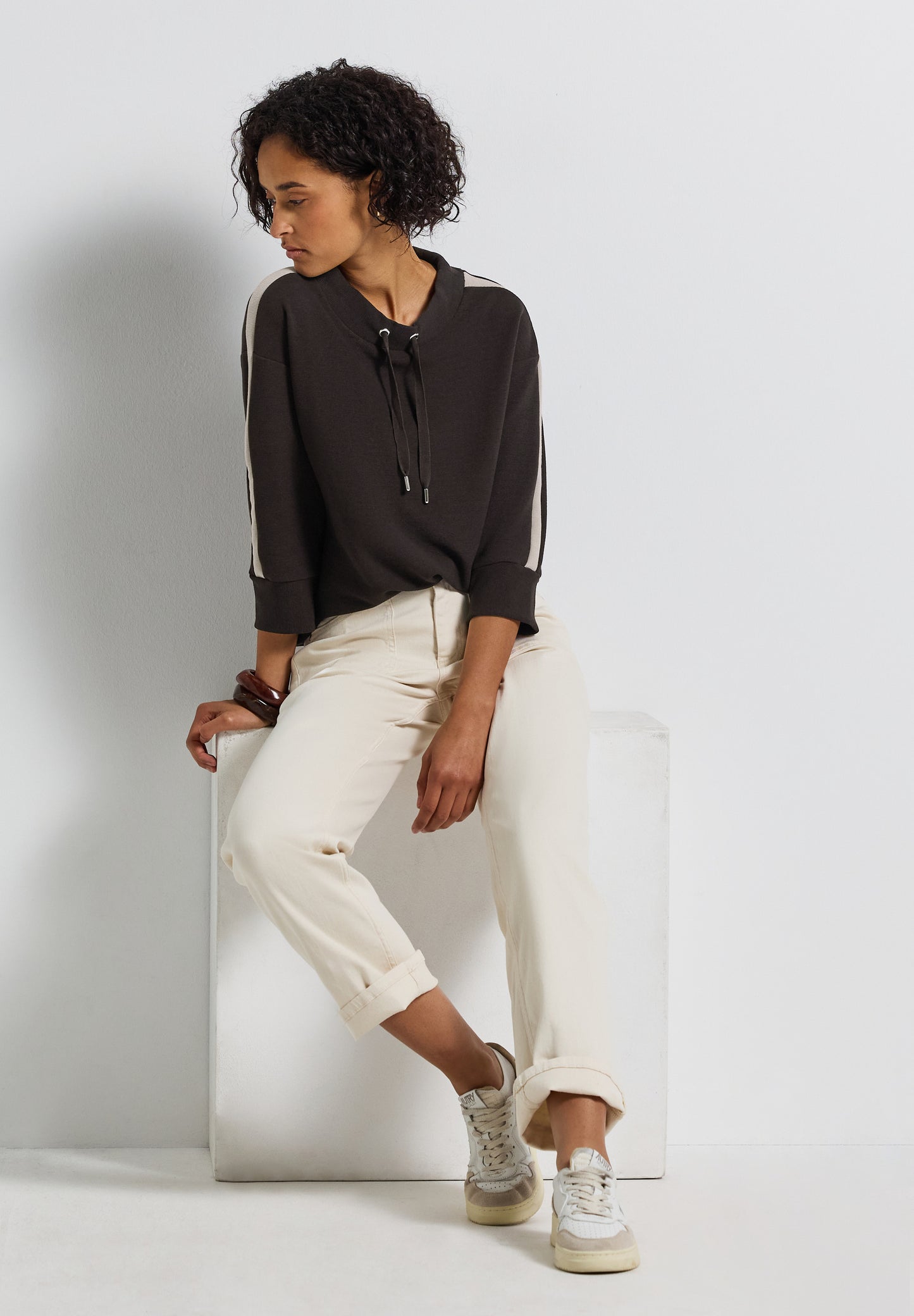 Street One Ottoman Shirt mit Tape - Farbe: deep roast brown