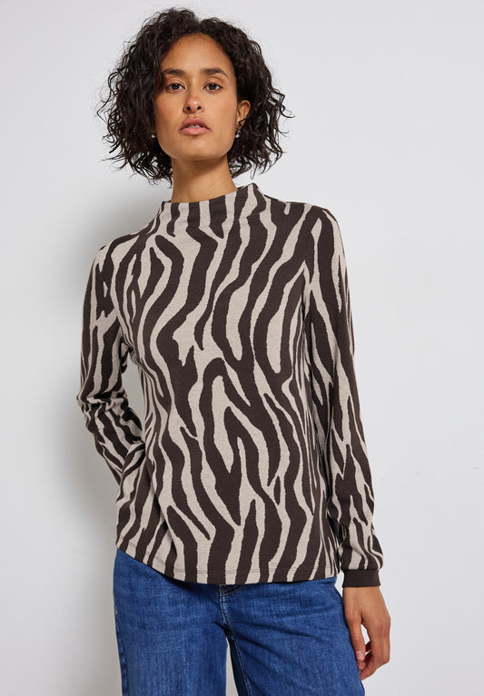 Street One Shirt mit Zebra Print - Farbe: deep roast brown