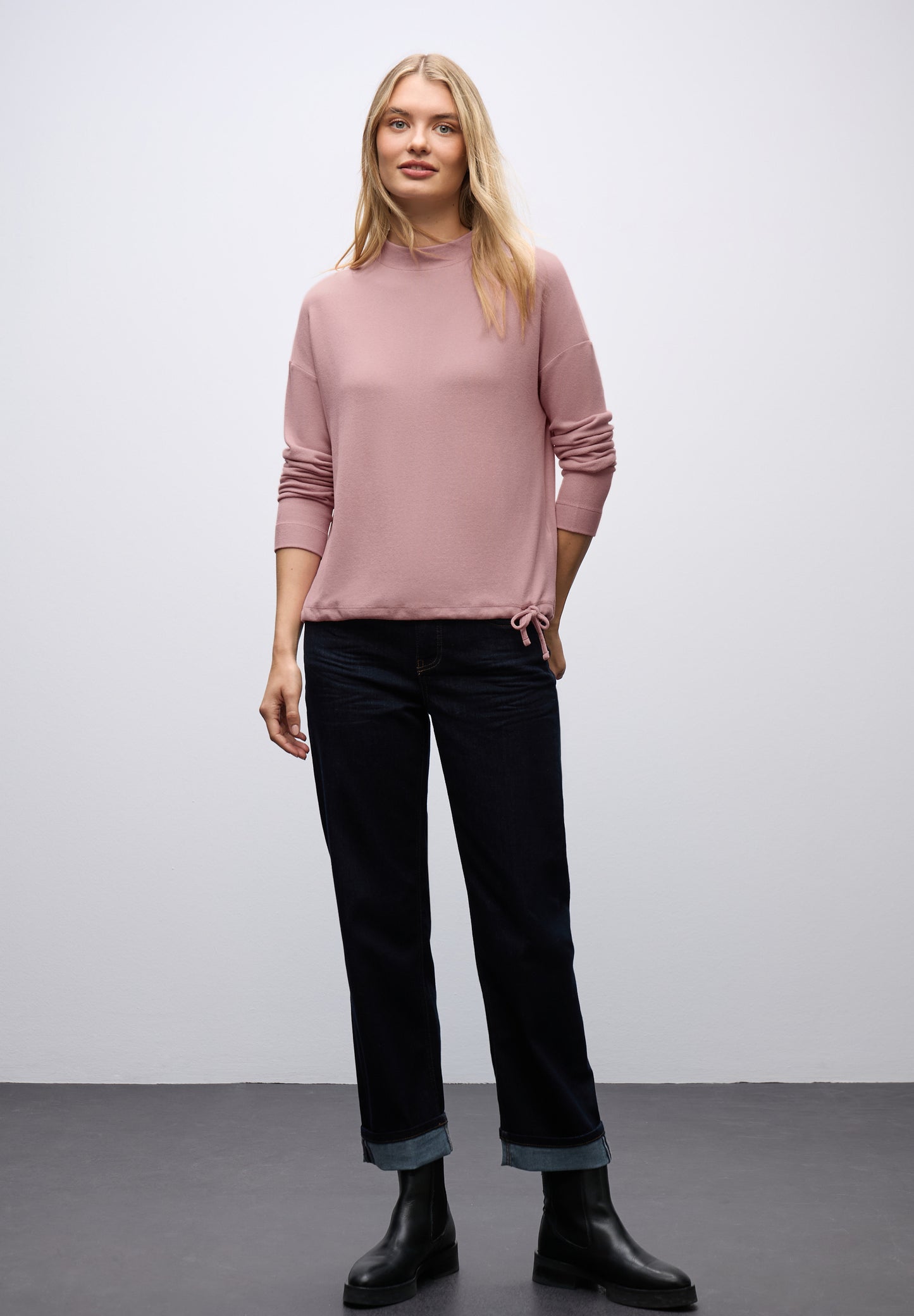 Street One Softes Turtleneck Shirt - Farbe: powder pink mel.