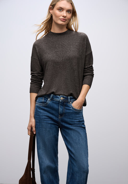 Street One Softes Turtleneck Shirt - Farbe: rustic brown mel.