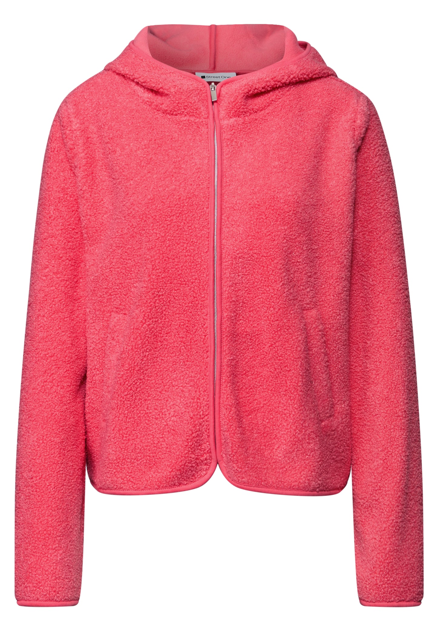 Street One Leichte Teddy-Jacke mit Kapuze – Striking Coral | 324169