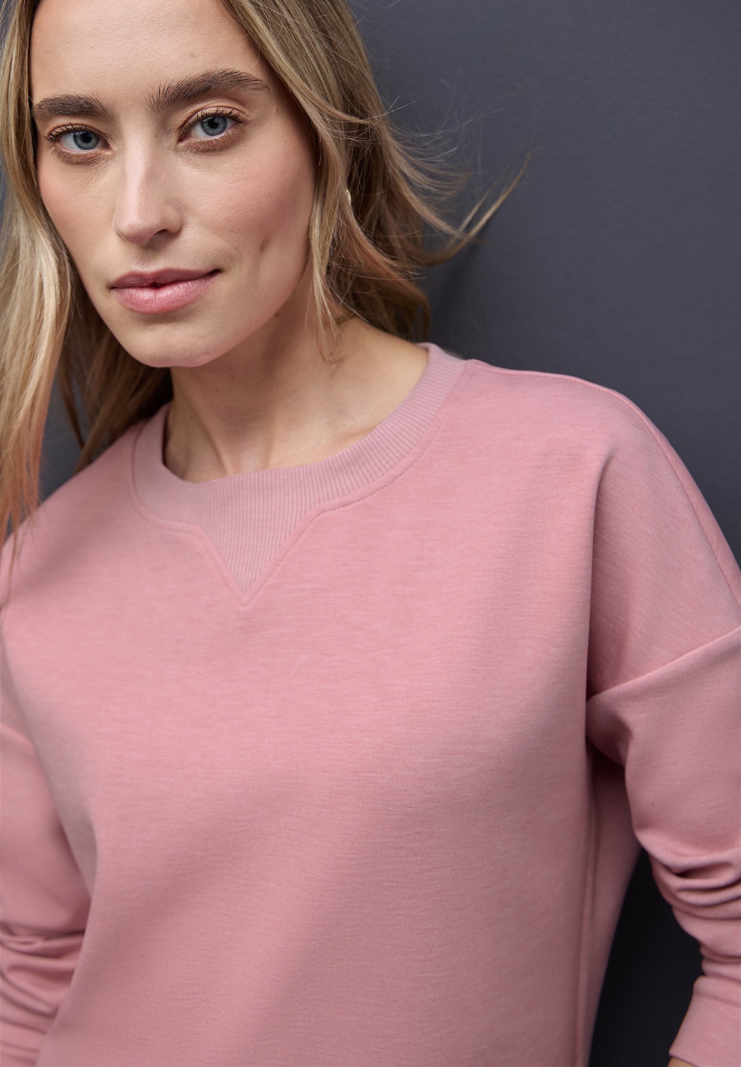 Street One Shirt mit Ripp-Detail - Farbe: powder pink mel.