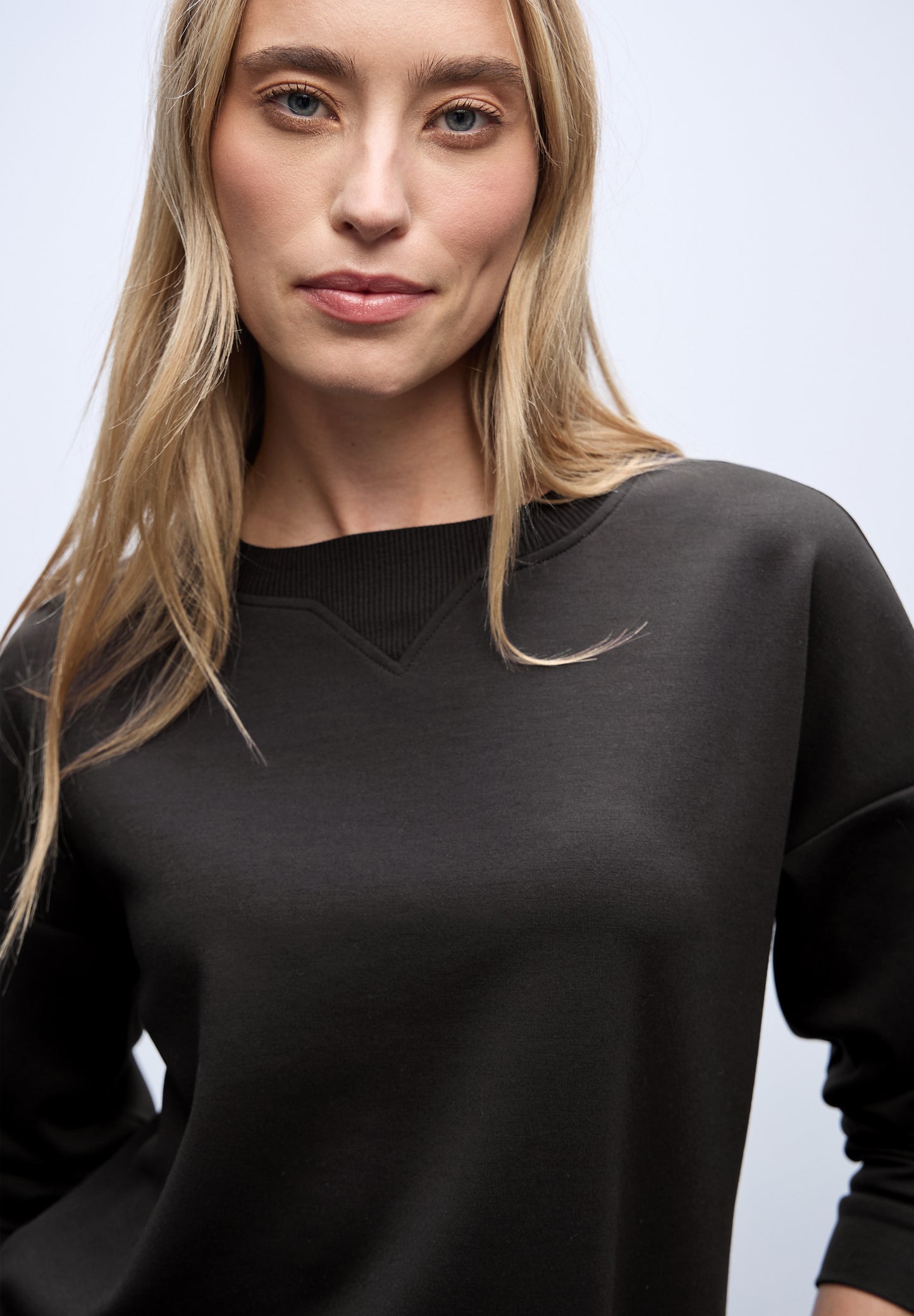 Street One Shirt mit Ripp-Detail - Farbe: darkest brown mel.