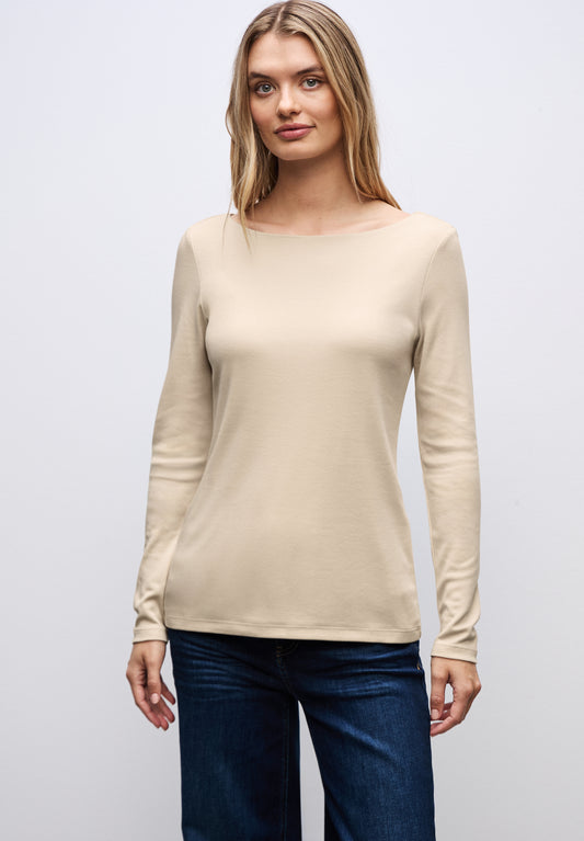 Street One Basic Langarmshirt - Farbe: cotton beige
