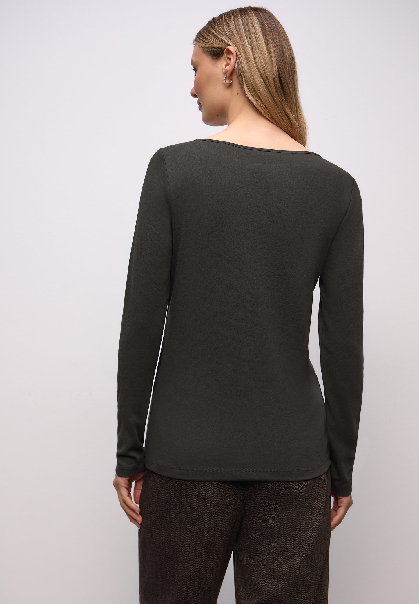 Street One - Basic Langarmshirt - Farbe: darkest brown