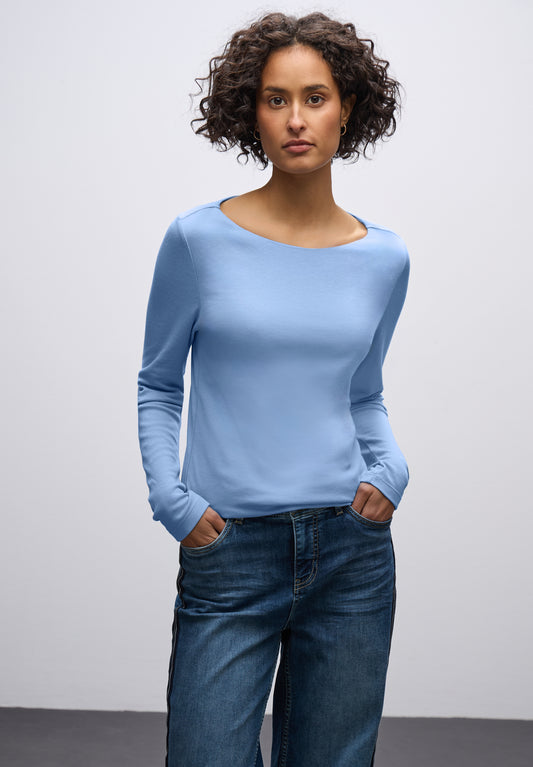 Street One Basic Langarmshirt - Farbe: frosted blue