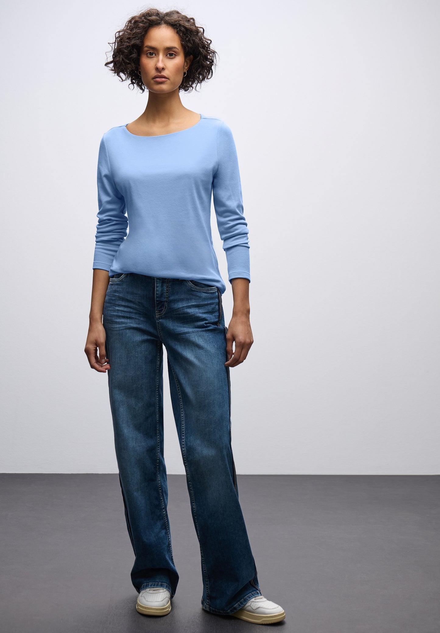 Street One Basic Langarmshirt - Farbe: frosted blue
