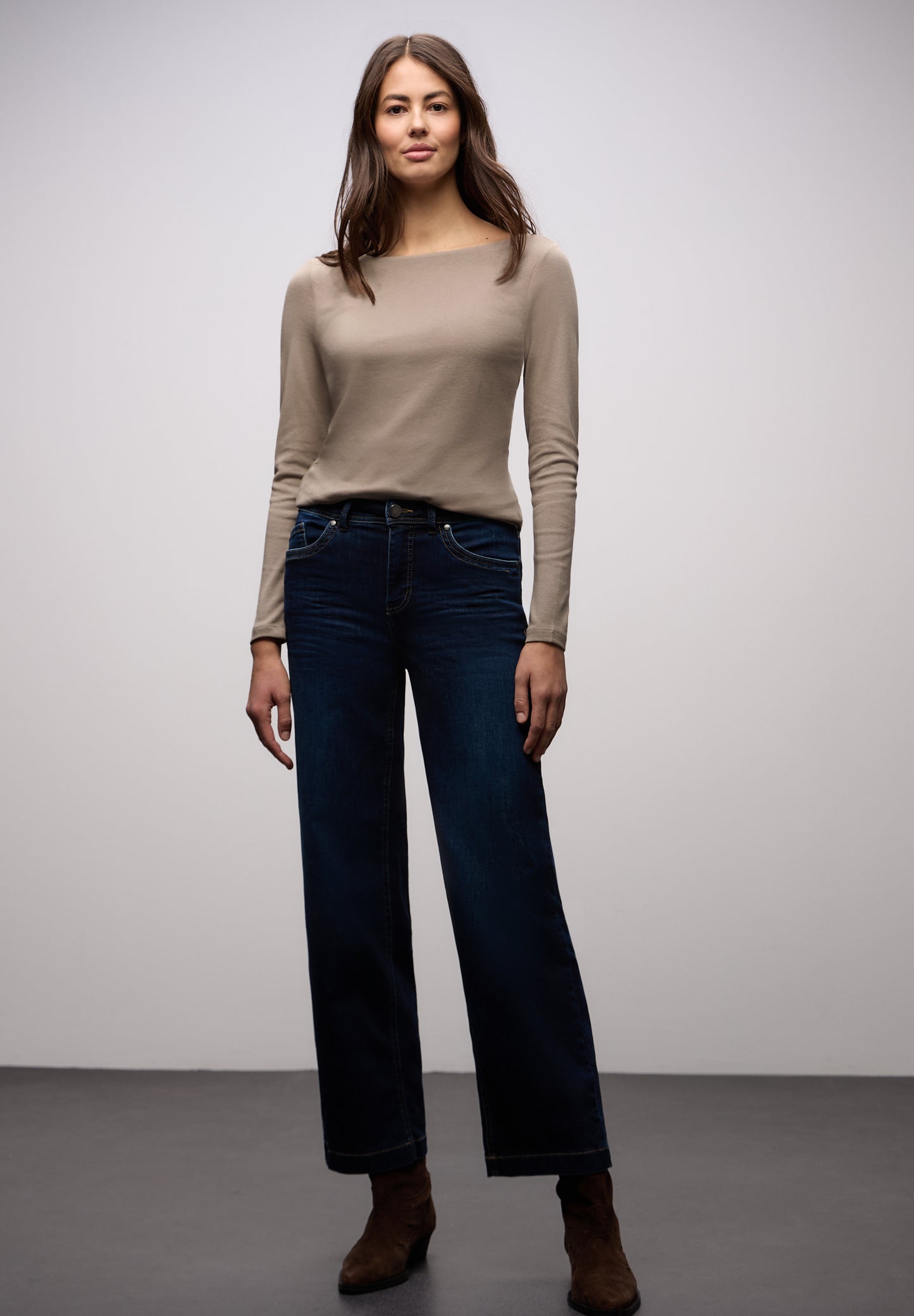 Street One - Basic Langarmshirt - Farbe: light terra mocha