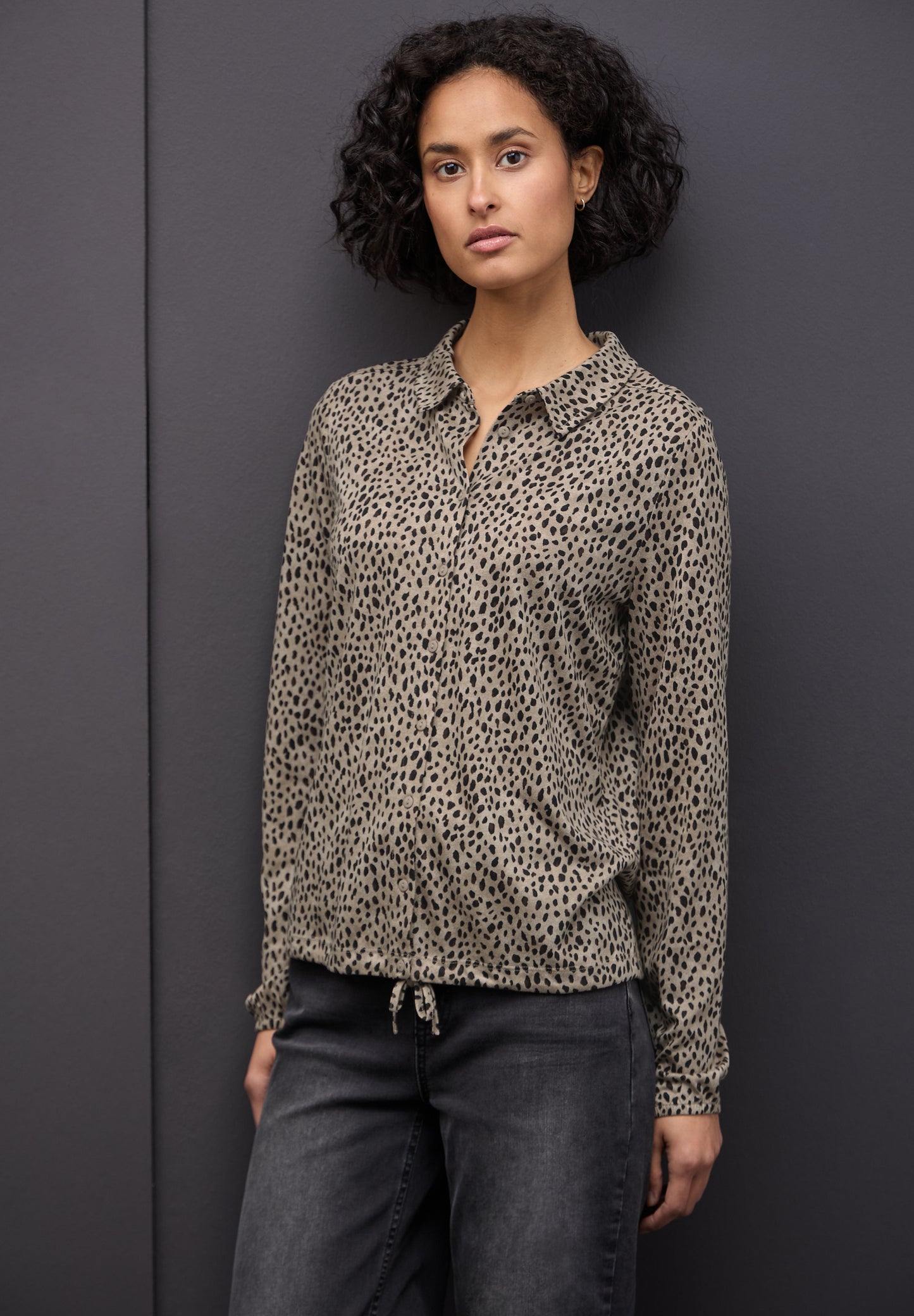 Street One Leo-Shirt mit Hemdkragen - Farbe: sanded beige