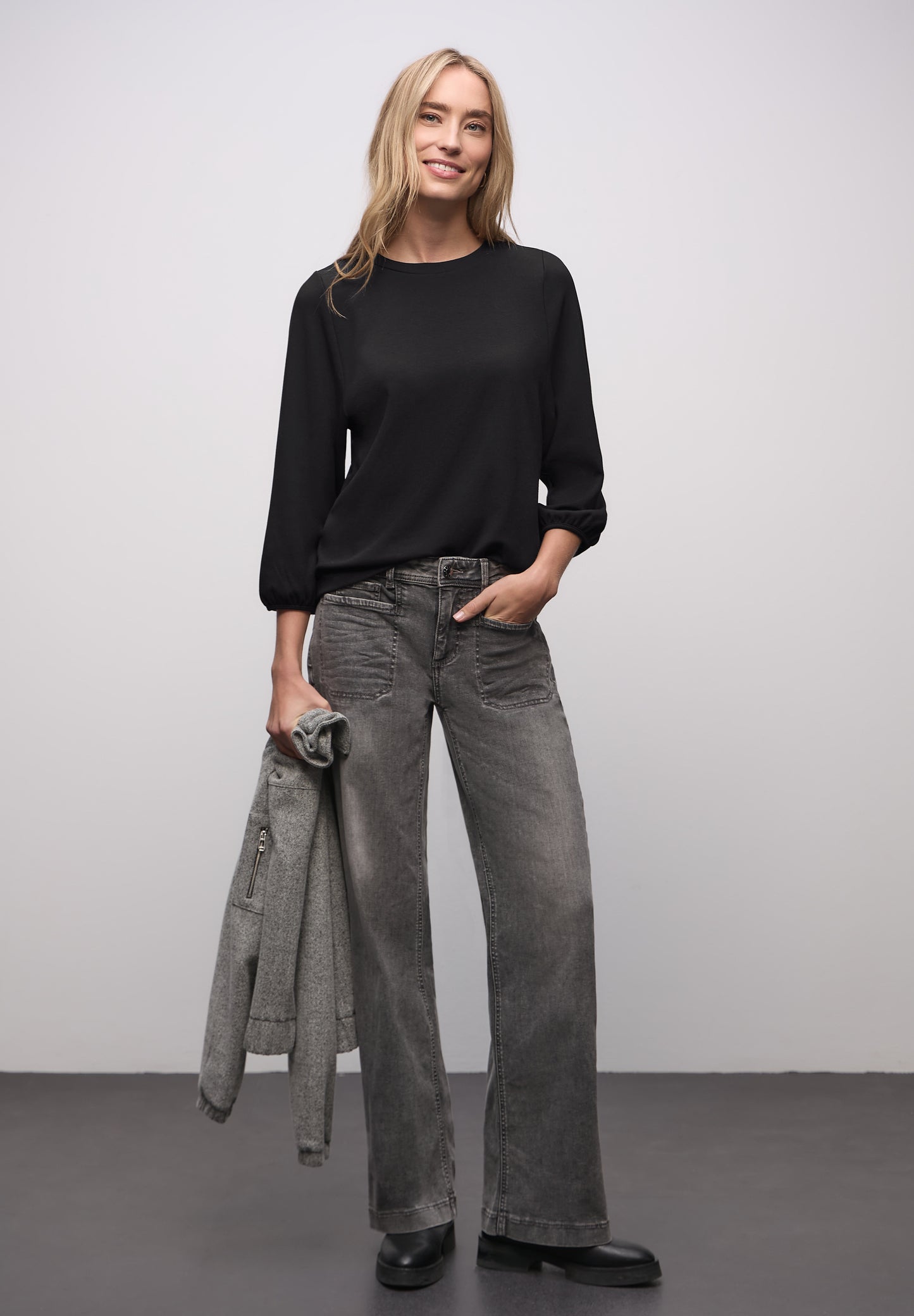 Street One - Jacquard Shirt - Farbe: Black