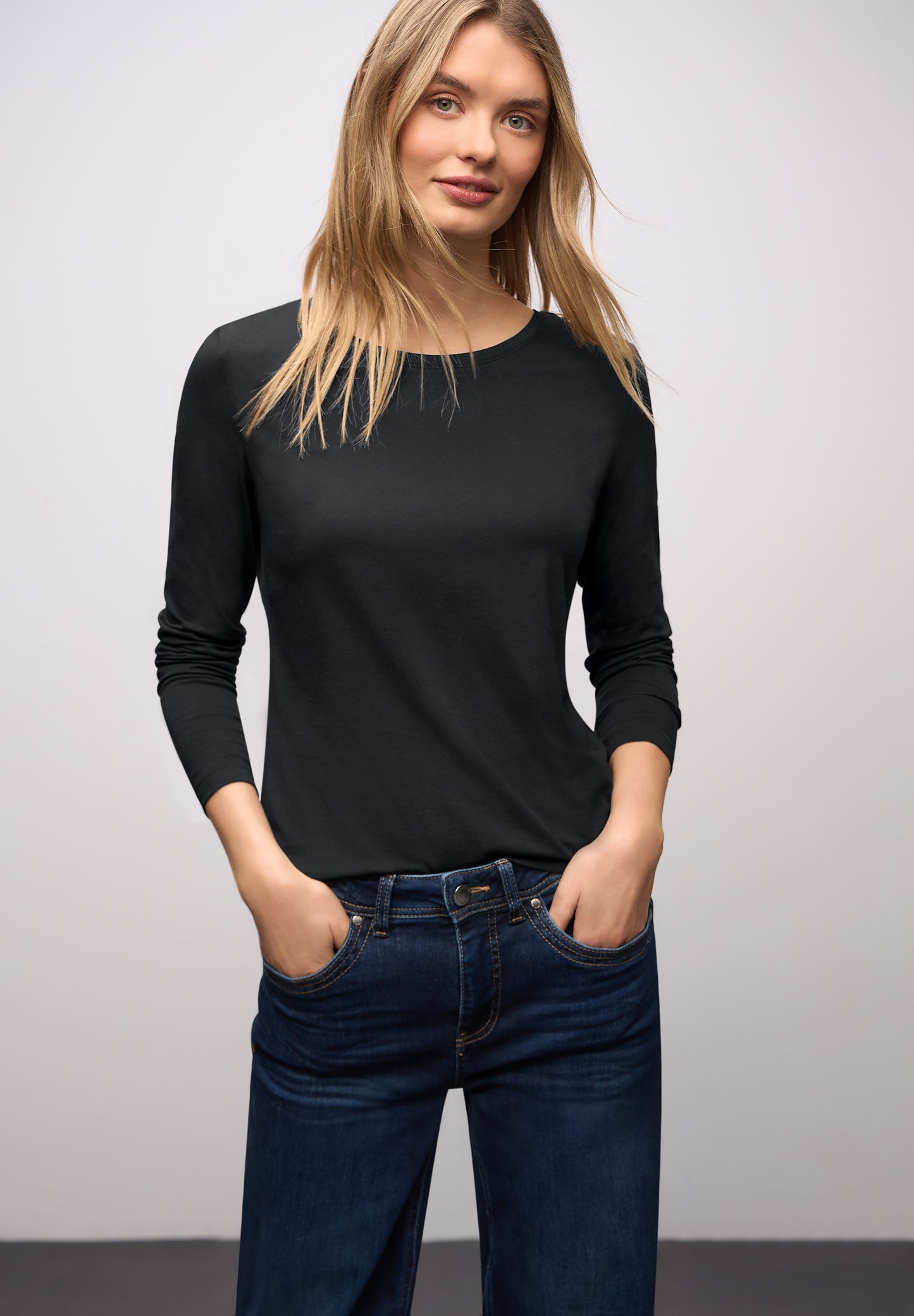 Street One - Basic Rundhalsshirt - Farbe: Black