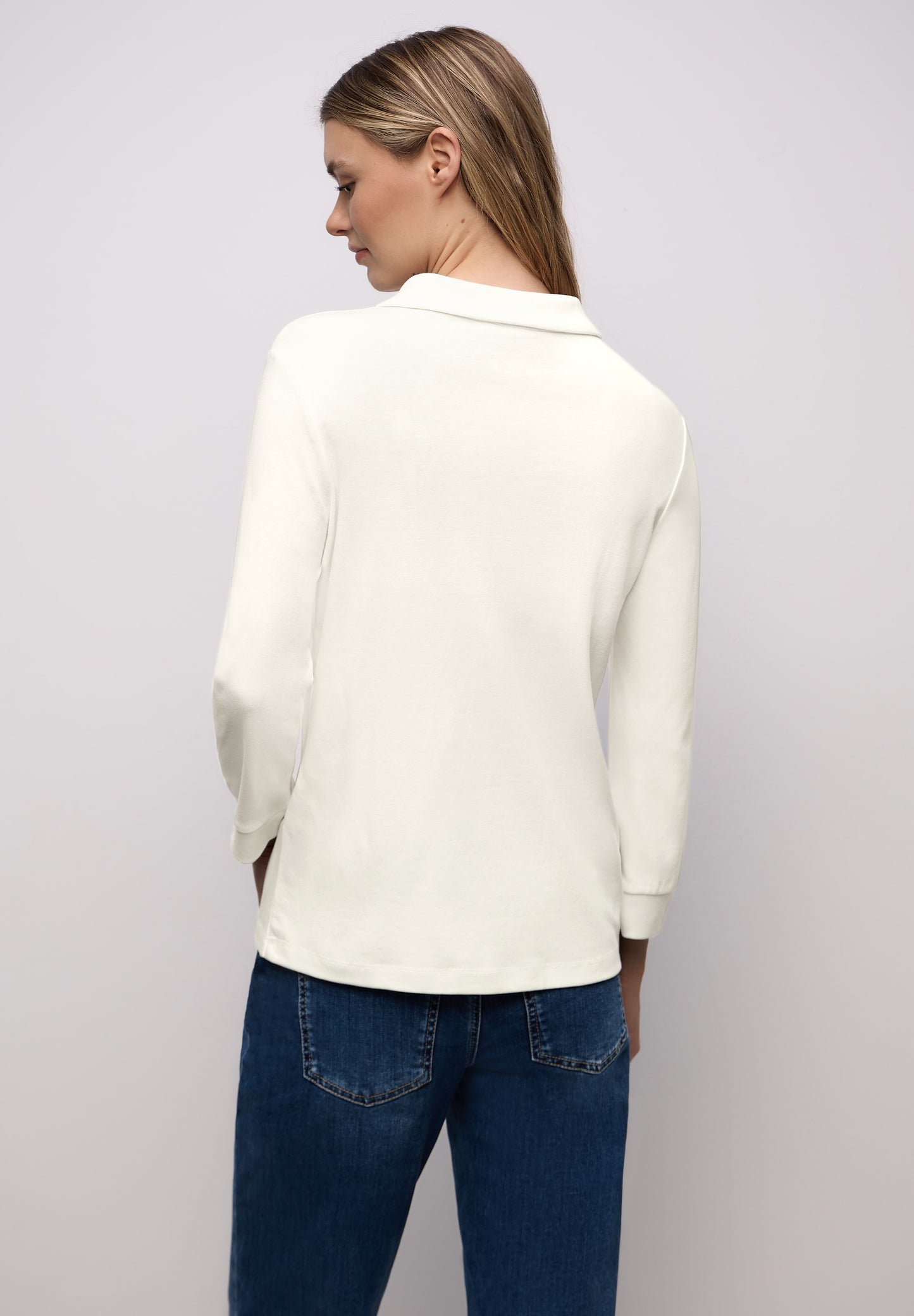 Street One - Poloshirt mit Zipper - Farbe: off white