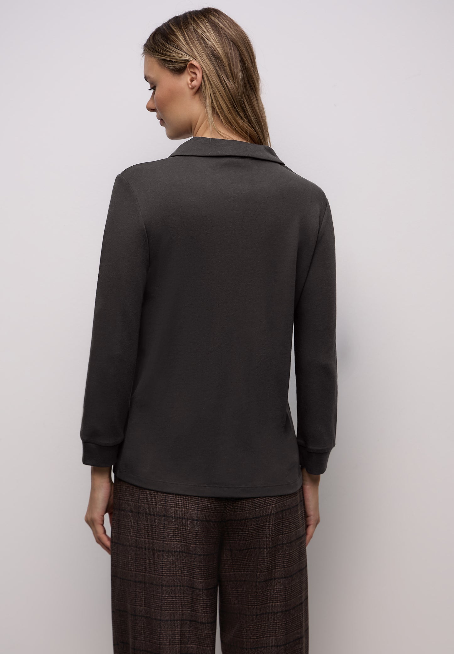 Street One - Poloshirt mit Zipper - Farbe: darkest brown