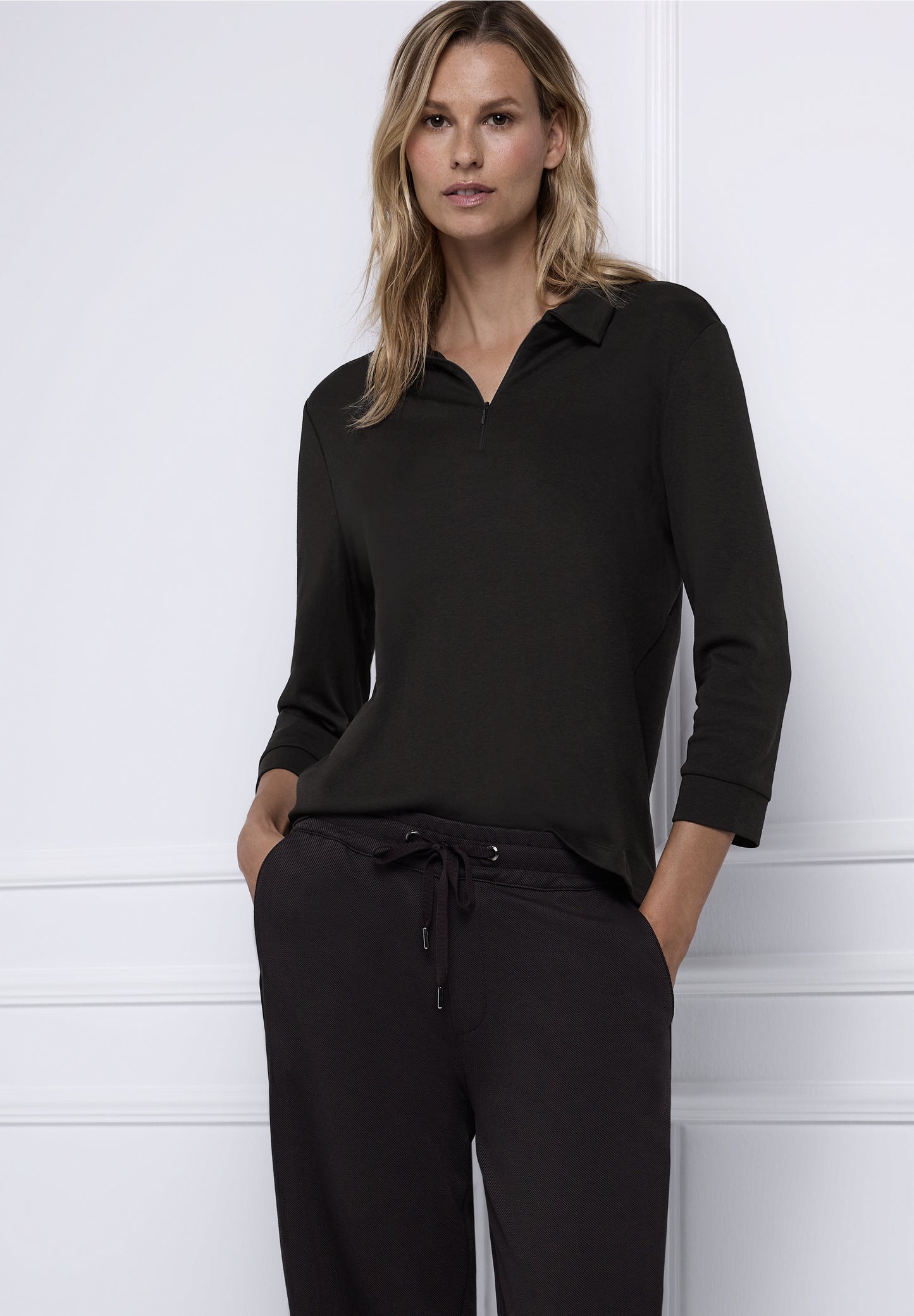 Street One - Poloshirt mit Zipper - Farbe: darkest brown