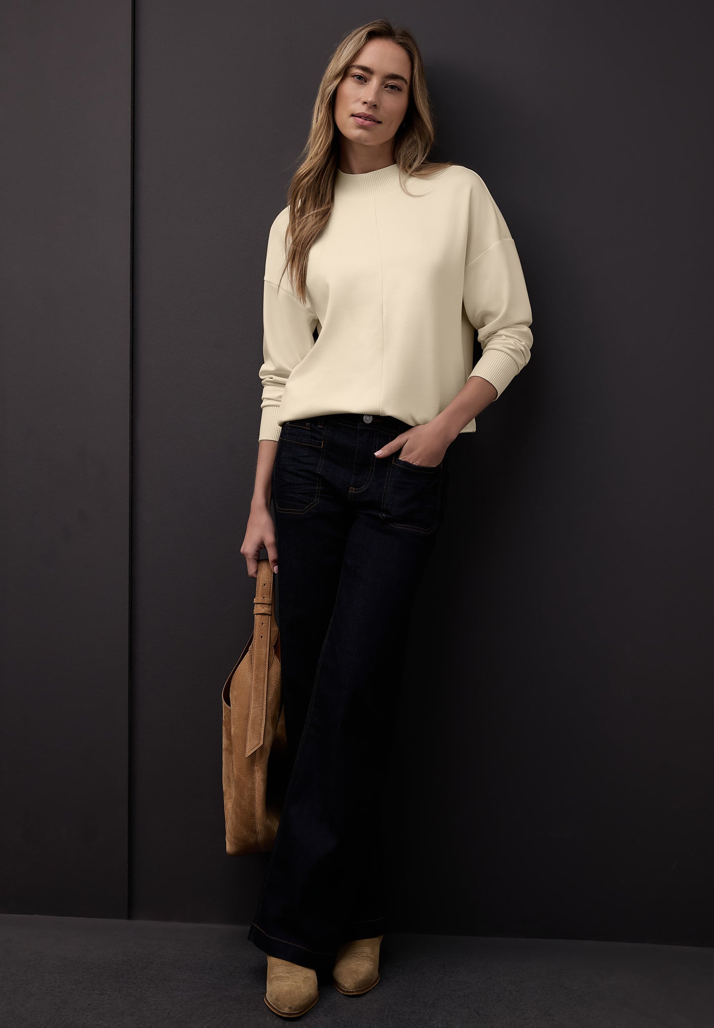 Street One - Shirt mit Ripp-Details - Farbe: soft beige