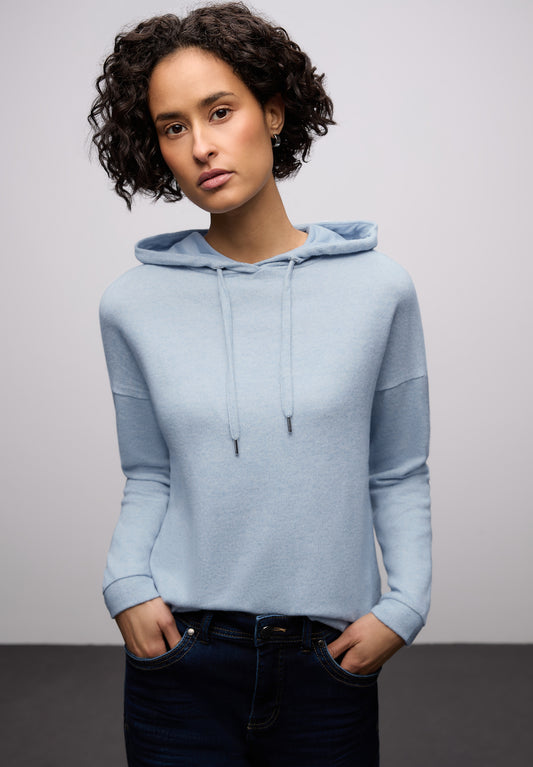 Street One - Melange Hoodie Shirt - Farbe: frosted blue mel.