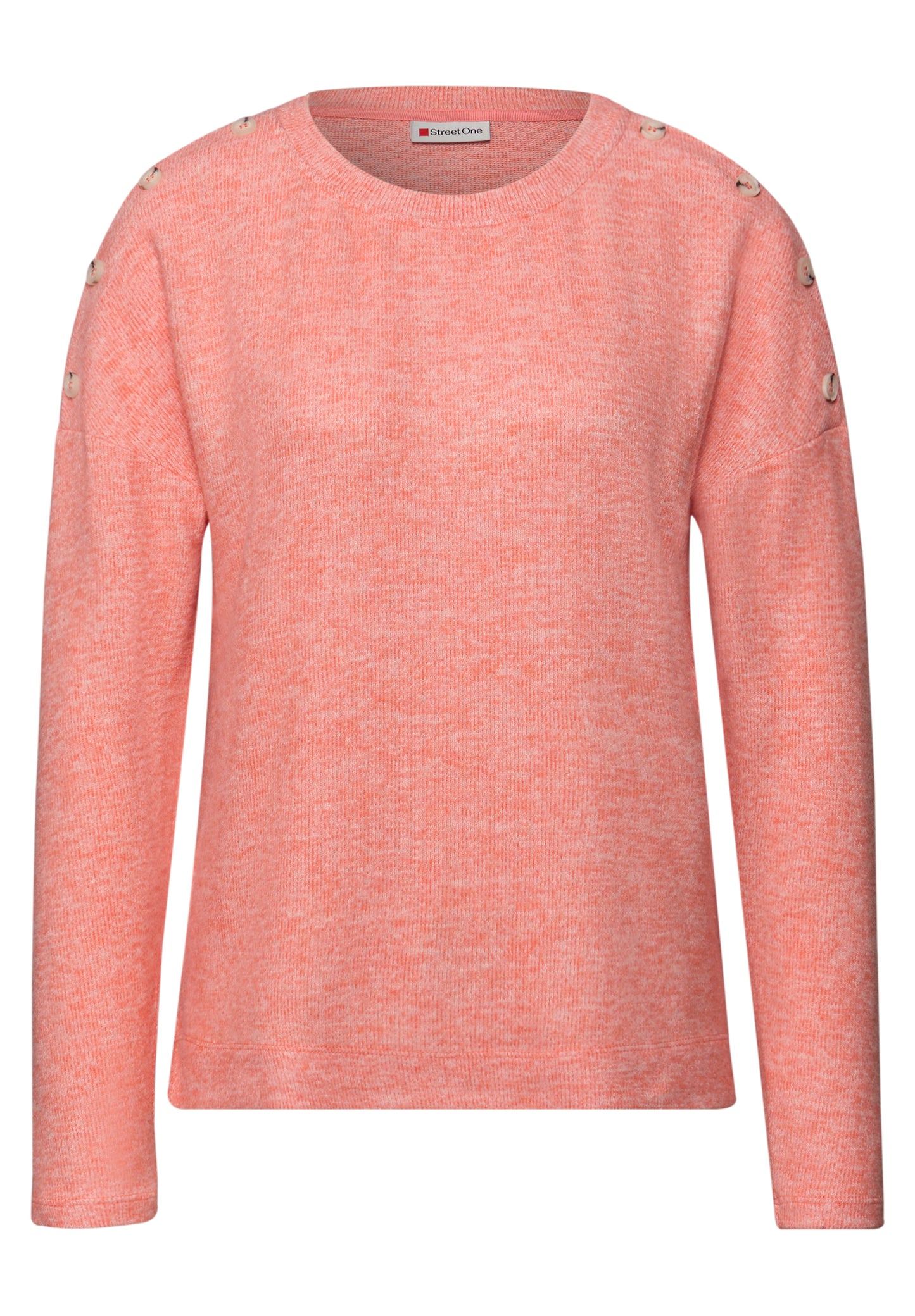 Street One - Softes Shirt mit Knöpfen - Farbe: striking coral mel.