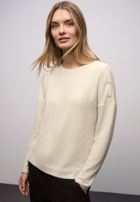 Street One - Softes Shirt mit Knöpfen - Farbe: cotton beige mel.