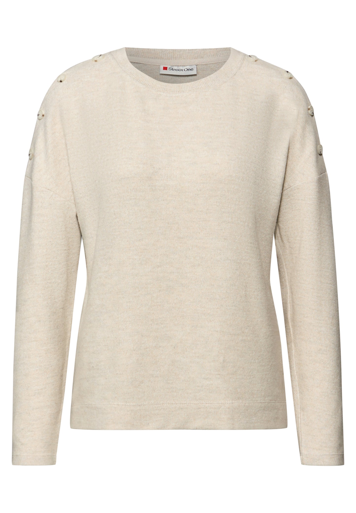 Street One - Softes Shirt mit Knöpfen - Farbe: cotton beige mel.