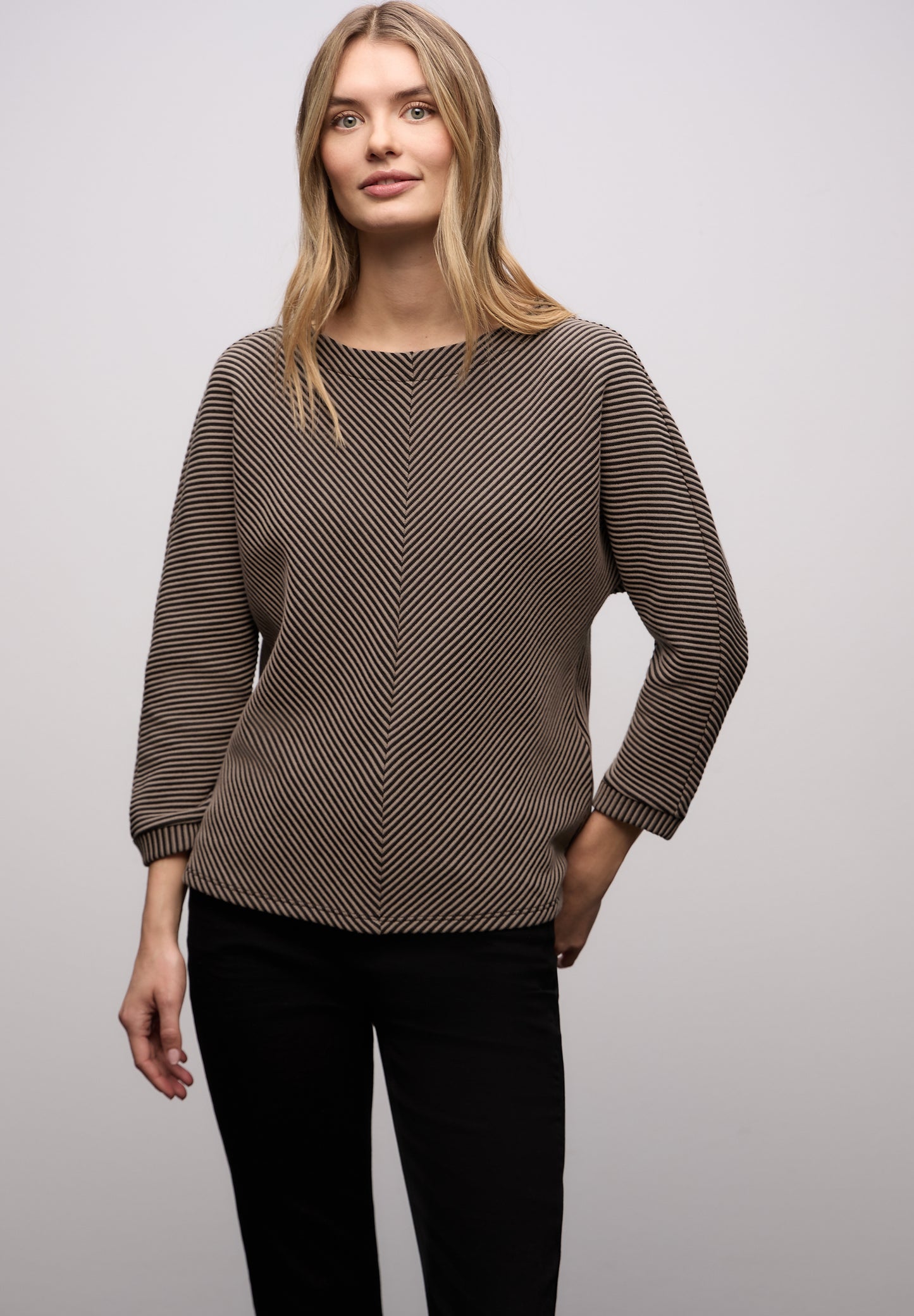 Street One - Two-Tone Strukturshirt - Farbe: darkest brown