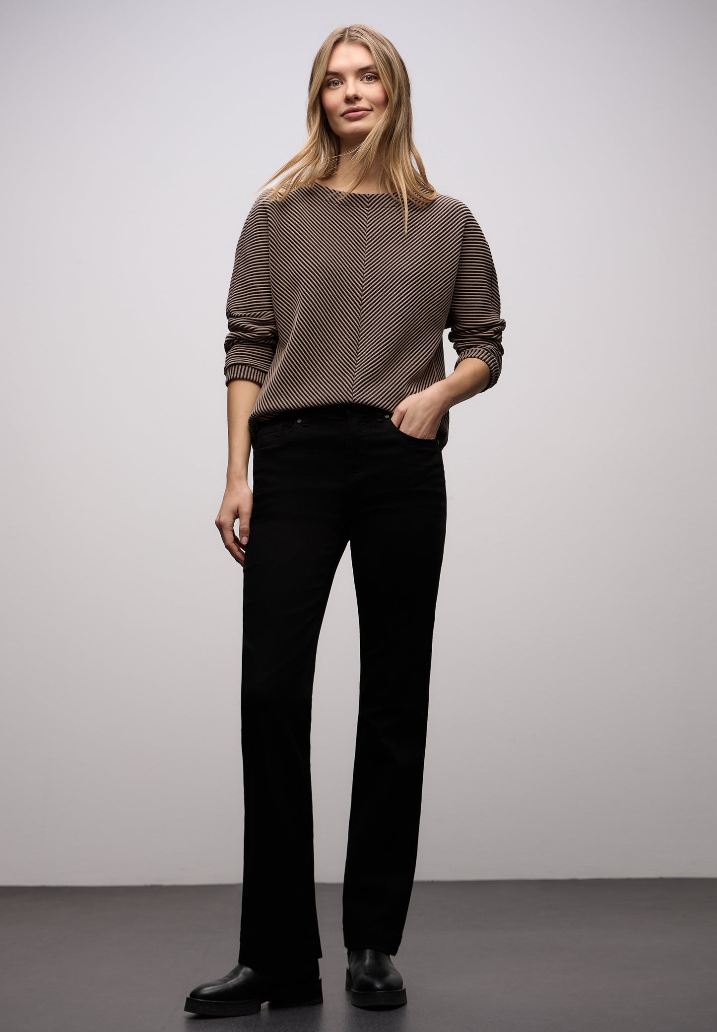 Street One - Two-Tone Strukturshirt - Farbe: darkest brown