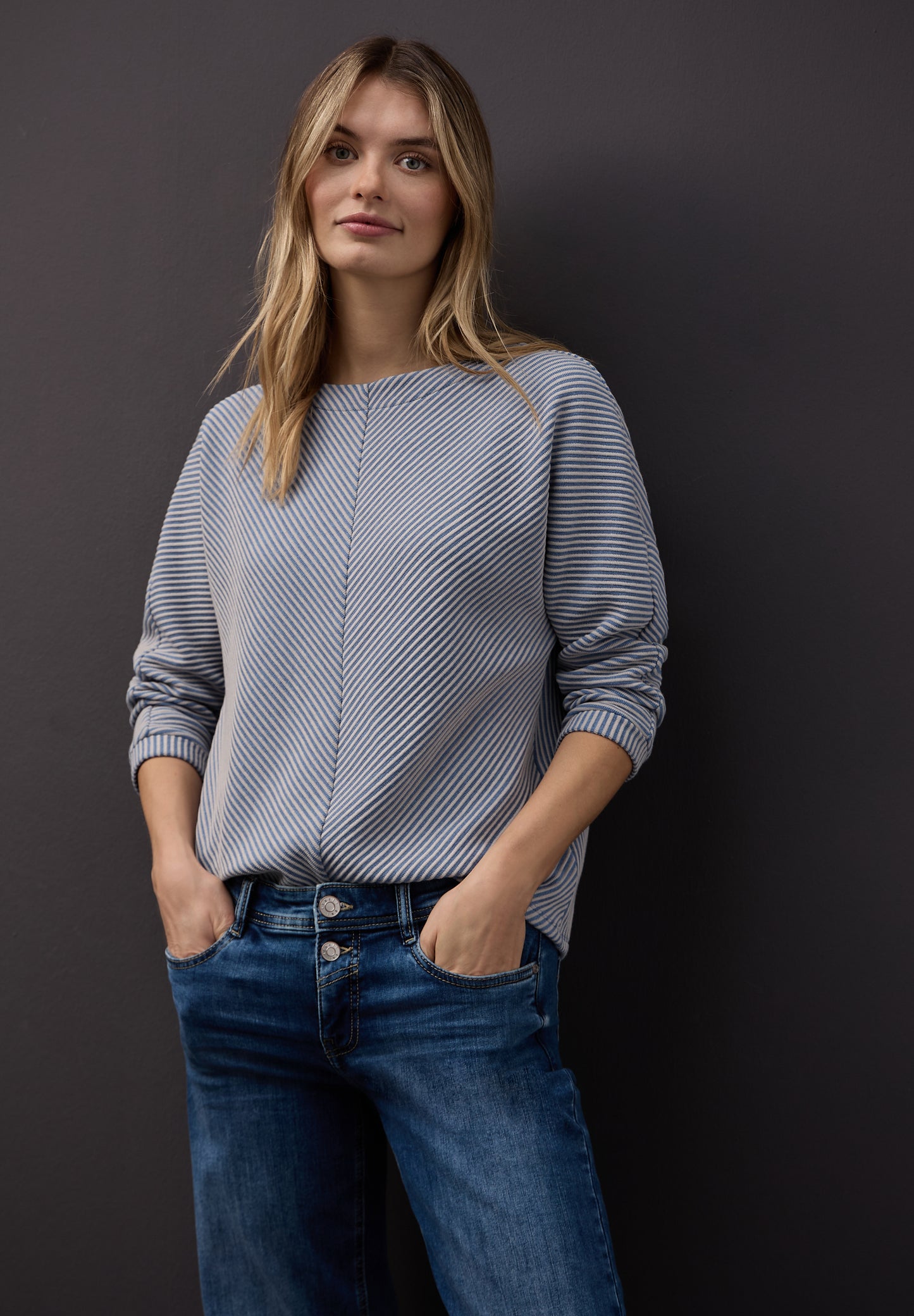 Street One - Two-Tone Strukturshirt - Farbe: frosted blue