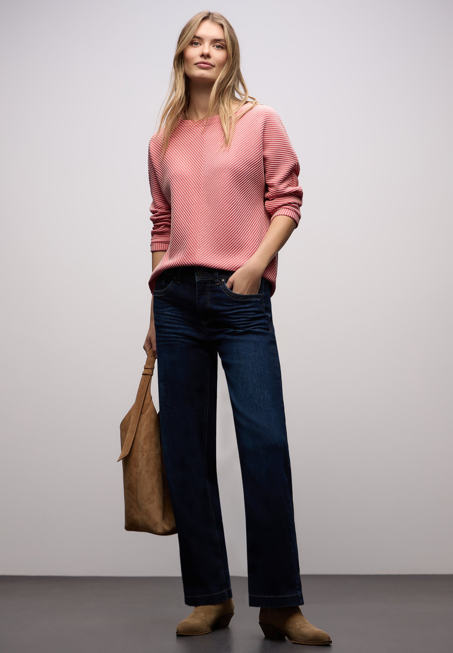 Street One - Two-Tone Strukturshirt - Farbe: striking coral