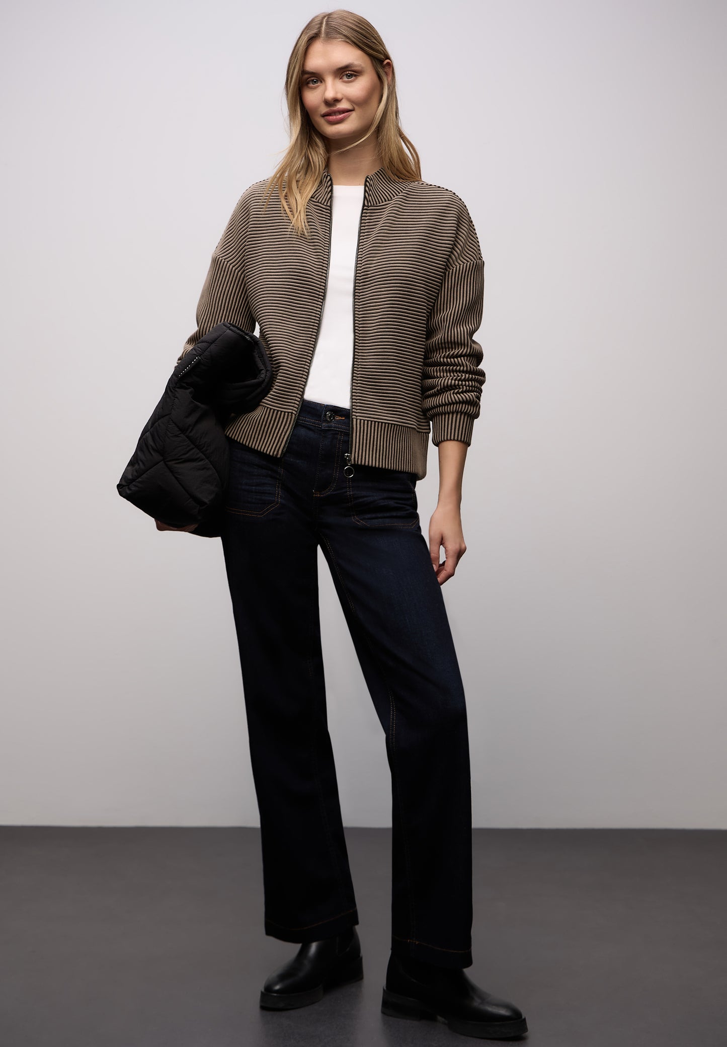 Street One - Two-Tone Strukturjacke - Farbe: darkest brown