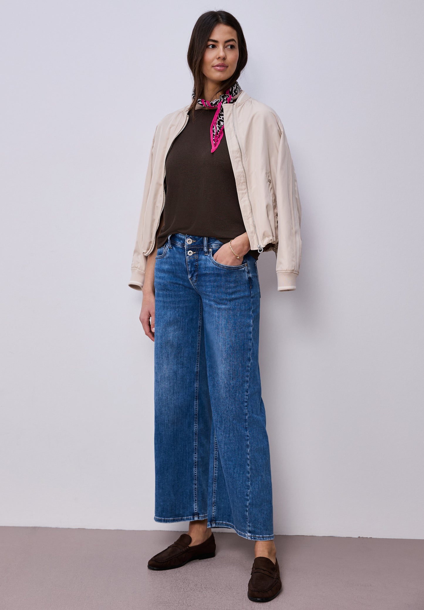 Street One - T-Shirt mit Rundhals im Strick-Look - Farbe: espresso brown